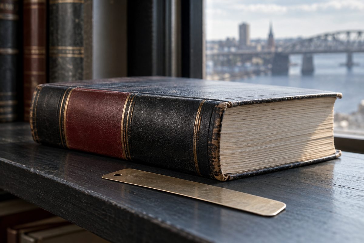 Bound legal volume in a quiet law library